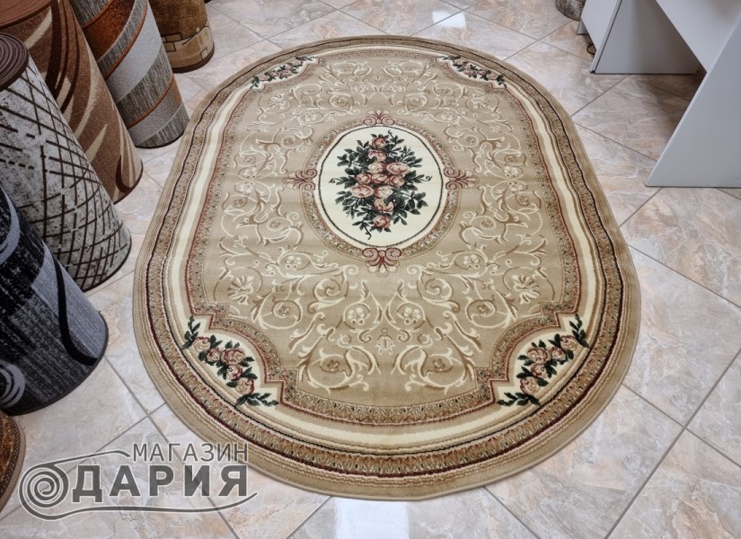 Тъкан персийски килим Blue stones 5261_beige елипса